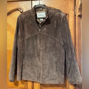 Modern Essentials Suede Genuine Leather Jacket Brown Women's Size XL Full Zip